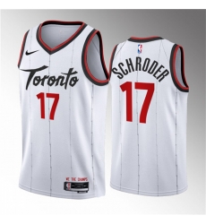 Men Toronto Raptors 17 Dennis Schroder White 2023 24 Association Edition Stitched Basketball Jersey