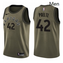 Mens Nike Toronto Raptors 42 Jakob Poeltl Swingman Green Salute to Service NBA Jersey