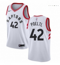 Mens Nike Toronto Raptors 42 Jakob Poeltl Swingman White NBA Jersey Association Edition