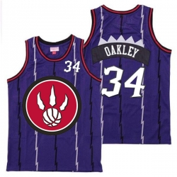 Raptors 34 Charles Oakley Purple Red Big Logo Retro Jersey 4