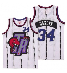 Raptors 34 Charles Oakley White Big Gray TR Logo Retro Jersey 9