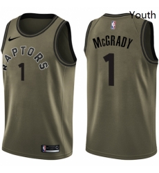 Youth Nike Toronto Raptors 1 Tracy Mcgrady Swingman Green Salute to Service NBA Jersey