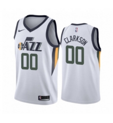 Men Utah Jazz 00 Jordan Clarkson White Association Edition Swingman Stitched Jersey