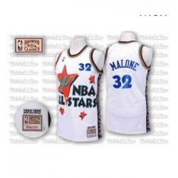 Mens Adidas Utah Jazz 32 Karl Malone Swingman White 1995 All Star Throwback NBA Jersey