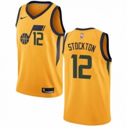 Mens Nike Utah Jazz 12 John Stockton Swingman Gold NBA Jersey Statement Edition