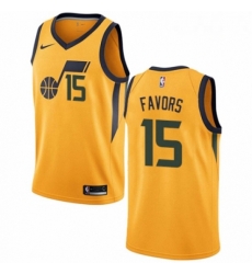 Mens Nike Utah Jazz 15 Derrick Favors Authentic Gold NBA Jersey Statement Edition