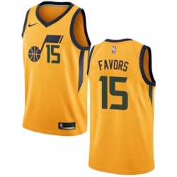 Mens Nike Utah Jazz 15 Derrick Favors Swingman Gold NBA Jersey Statement Edition