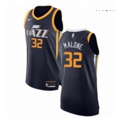 Mens Nike Utah Jazz 32 Karl Malone Authentic Navy Blue Road NBA Jersey Icon Edition