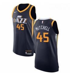 Mens Nike Utah Jazz 45 Donovan Mitchell Authentic Navy Blue Road NBA Jersey Icon Edition 