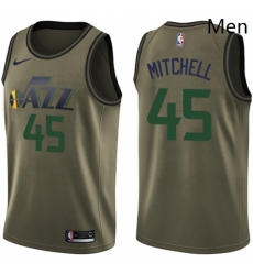 Mens Nike Utah Jazz 45 Donovan Mitchell Swingman Green Salute to Service NBA Jersey 