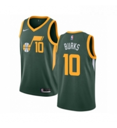 Womens Nike Utah Jazz 10 Alec Burks Green Swingman Jersey Earned Edition