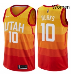 Womens Nike Utah Jazz 10 Alec Burks Swingman Orange NBA Jersey City Edition