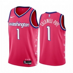 Men Washington Wizards 1 Kentavious Caldwell Pope 2022 23 Pink Cherry Blossom City Edition Limited Stitched Basketball Jersey