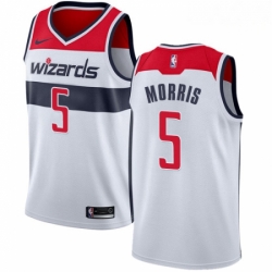 Mens Nike Washington Wizards 5 Markieff Morris Authentic White Home NBA Jersey Association Edition 