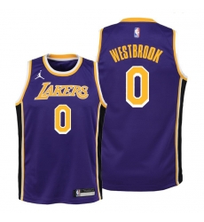 Men Lakers Russell Westbrook 2021 statement edition youth purple jersey