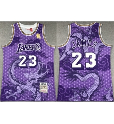 Men Los Angeles Lakers 23 LeBron James Purple 2018 19 Throwback Basketball Jersey