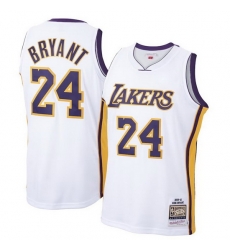 Men Los Angeles Lakers 24 Kobe Bryant White 2009 10 Throwback Basketball Jersey