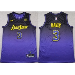 Men Los Angeles Lakers 3 Anthony Davis Purple 2024 Stitched Basketball Jersey