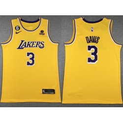 Men Los Angeles Lakers 3 Anthony Davis Yellow Edition With NO 6 Patch Stitched Basketball Jersey 001