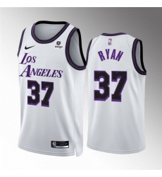 Men Los Angeles Lakers 37 Matt Ryan White City Edition Stitched Basketball Jersey