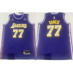 Men Los Angeles Lakers 77 Luka Doncic Puple Stitched Basketball Jersey Men Los Angeles Lakers 77 Luka Doncic Puple Stitched Basketball Jersey