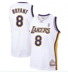 Men Los Angeles Lakers 8 Mitchell & Ness Kobe Bryant White Jersey