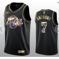 Men Los Angeles Lakers Camrel Anthony Black Gold Fashion Jersey