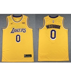 Men Los Angeles Lakers Russell Westbrook #0 Yellow Round Neck NBA Jersey