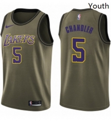 Youth Nike Los Angeles Lakers 5 Tyson Chandler Swingman Green Salute to Service NBA Jersey 