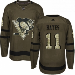 Mens Adidas Pittsburgh Penguins 11 Jimmy Hayes Authentic Green Salute to Service NHL Jersey 