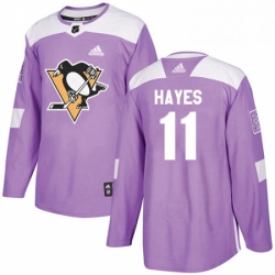 Mens Adidas Pittsburgh Penguins 11 Jimmy Hayes Authentic Purple Fights Cancer Practice NHL Jersey 