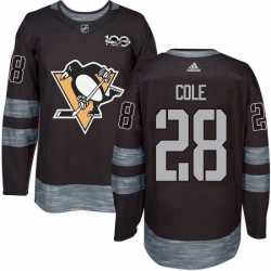 Mens Adidas Pittsburgh Penguins 28 Ian Cole Authentic Black 1917 2017 100th Anniversary NHL Jersey 