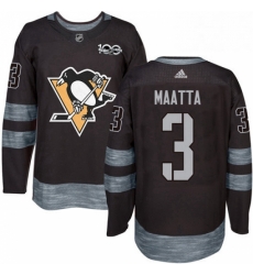 Mens Adidas Pittsburgh Penguins 3 Olli Maatta Authentic Black 1917 2017 100th Anniversary NHL Jersey 