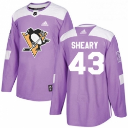 Mens Adidas Pittsburgh Penguins 43 Conor Sheary Authentic Purple Fights Cancer Practice NHL Jersey 