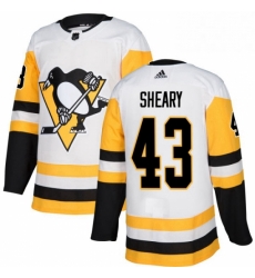 Mens Adidas Pittsburgh Penguins 43 Conor Sheary Authentic White Away NHL Jersey 