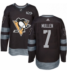 Mens Adidas Pittsburgh Penguins 7 Joe Mullen Authentic Black 1917 2017 100th Anniversary NHL Jersey 