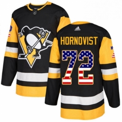 Mens Adidas Pittsburgh Penguins 72 Patric Hornqvist Authentic Black USA Flag Fashion NHL Jersey 