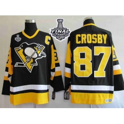 Mitchell 26Ness Penguins #87 Sidney Crosby Black 2017 Stanley Cup Final Patch Stitched NHL Jersey