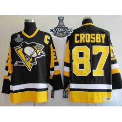 Mitchell 26Ness Penguins #87 Sidney Crosby Black 2017 Stanley Cup Finals Champions Stitched NHL Jersey