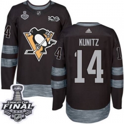 Penguins #14 Chris Kunitz Black 1917 2017 100th Anniversary Stanley Cup Final Patch Stitched NHL Jersey