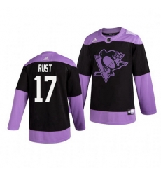 Penguins 17 Bryan Rust Black Purple Hockey Fights Cancer Adidas Jersey