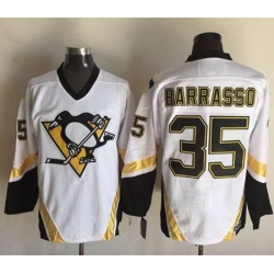 Penguins #35 Tom Barrasso White CCM Throwback Stitched NHL Jersey