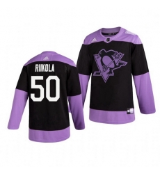 Penguins 50 Juuso Riikola Black Purple Hockey Fights Cancer Adidas Jersey