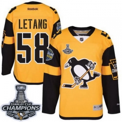 Penguins #58 Kris Letang Gold 2017 Stadium Series Stanley Cup Finals Champions Stitched NHL Jersey