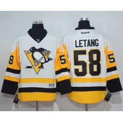 Penguins #58 Kris Letang White New Away Stitched NHL Jersey