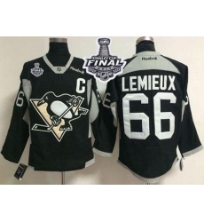 Penguins #66 Mario Lemieux Black Practice 2017 Stanley Cup Final Patch Stitched NHL Jersey