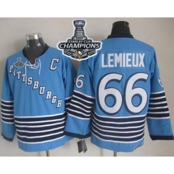 Penguins #66 Mario Lemieux Light Blue CCM Throwback 2017 Stanley Cup Finals Champions Stitched NHL Jersey