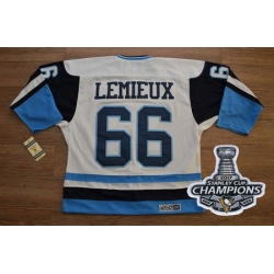 Penguins #66 Mario Lemieux White Blue CCM Throwback 2017 Stanley Cup Finals Champions Stitched NHL Jersey