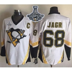 Penguins #68 Jaromir Jagr White CCM Throwback 2017 Stanley Cup Finals Champions Stitched NHL Jersey