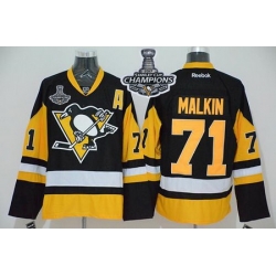 Penguins #71 Evgeni Malkin Black Alternate 2017 Stanley Cup Finals Champions Stitched NHL Jersey